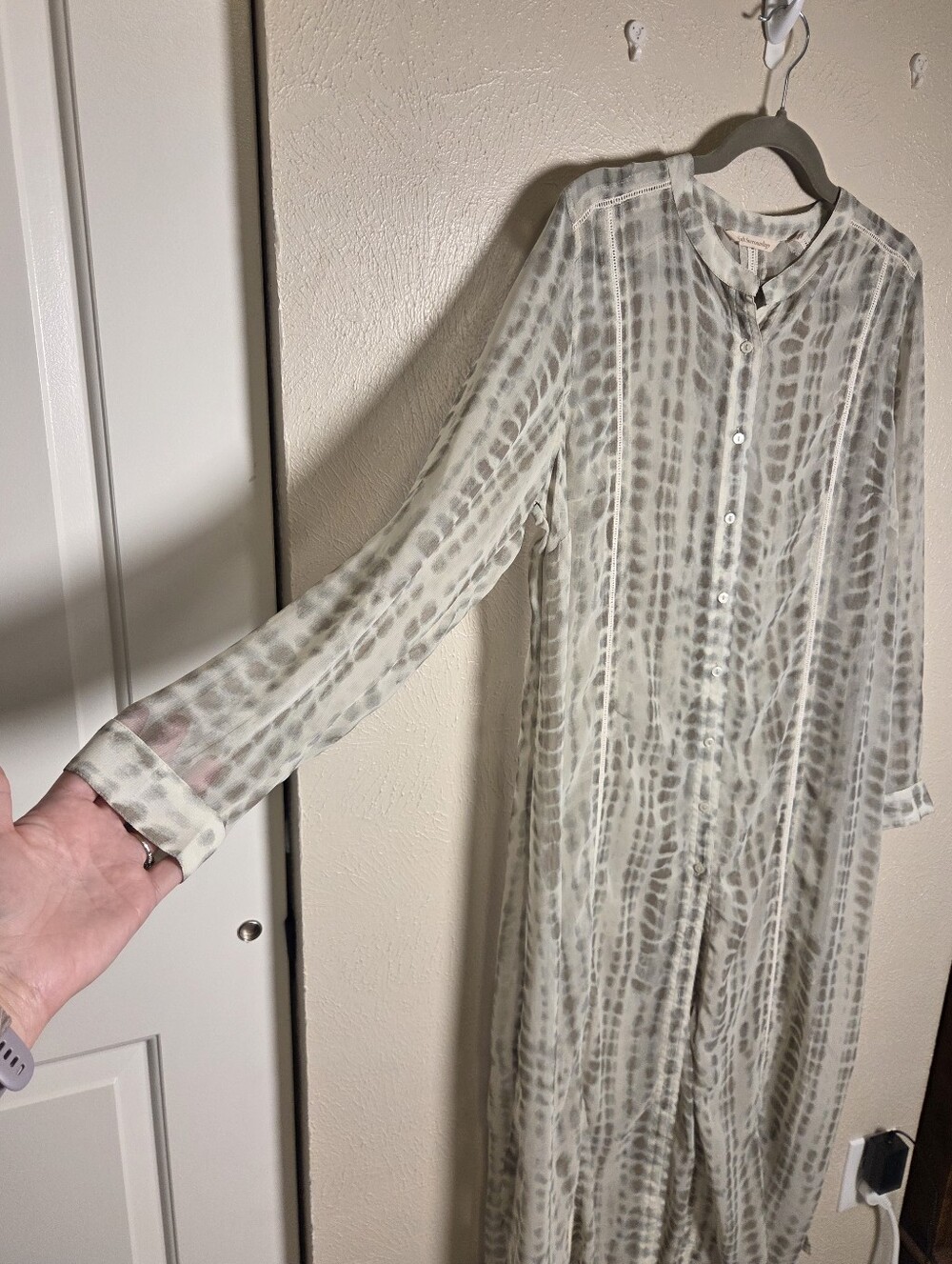 Soft Surrounding Lagenlook Maxi Shirt Dress Sheer 2AC20 Coastal Luxury Cover Up - Picture 4 of 6